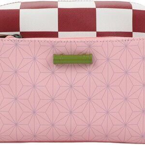 Demon Slayer Nezuko Metal Badge Women's Pink Crossbody Handbag
